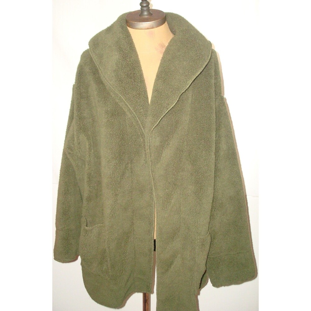 NWOT Koolaburra by UGG Sherpa Fleece Shawl Collar Cardigan L Dark Green New